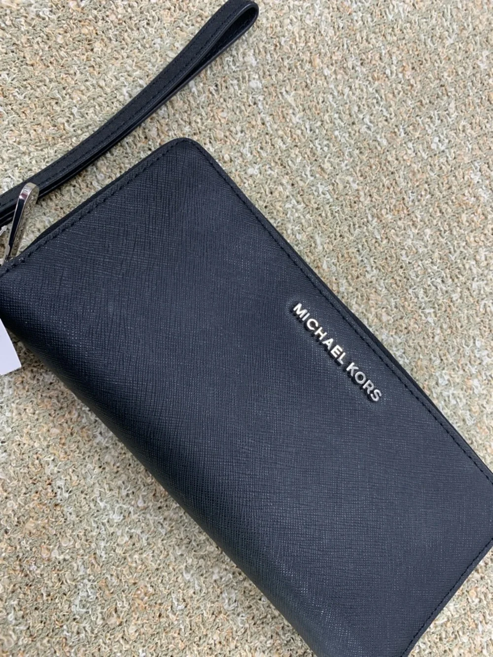 Michael Kors Black Saffiano Leather Zip Wristlet